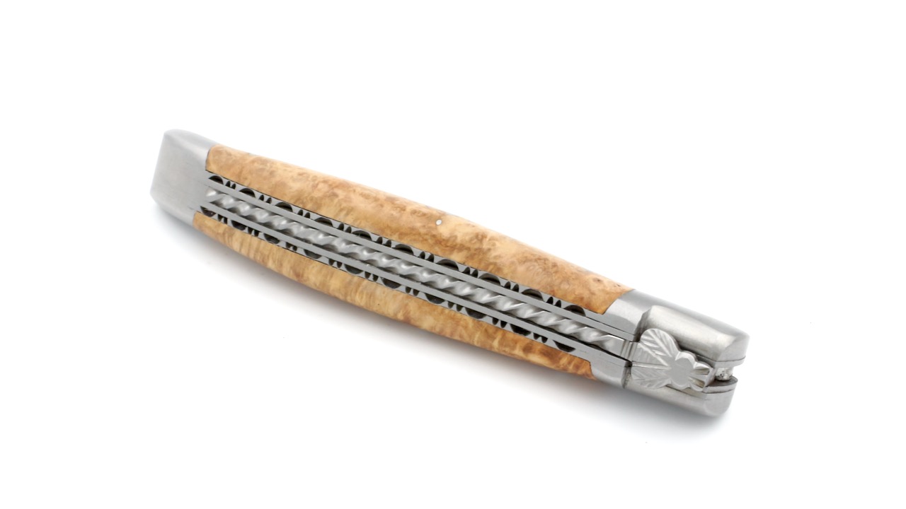 Amboina-Spiralfeder-1 Laguiole en Aubrac Amboina Wurzelholz Spiralfeder Doppelplatine 12 cm