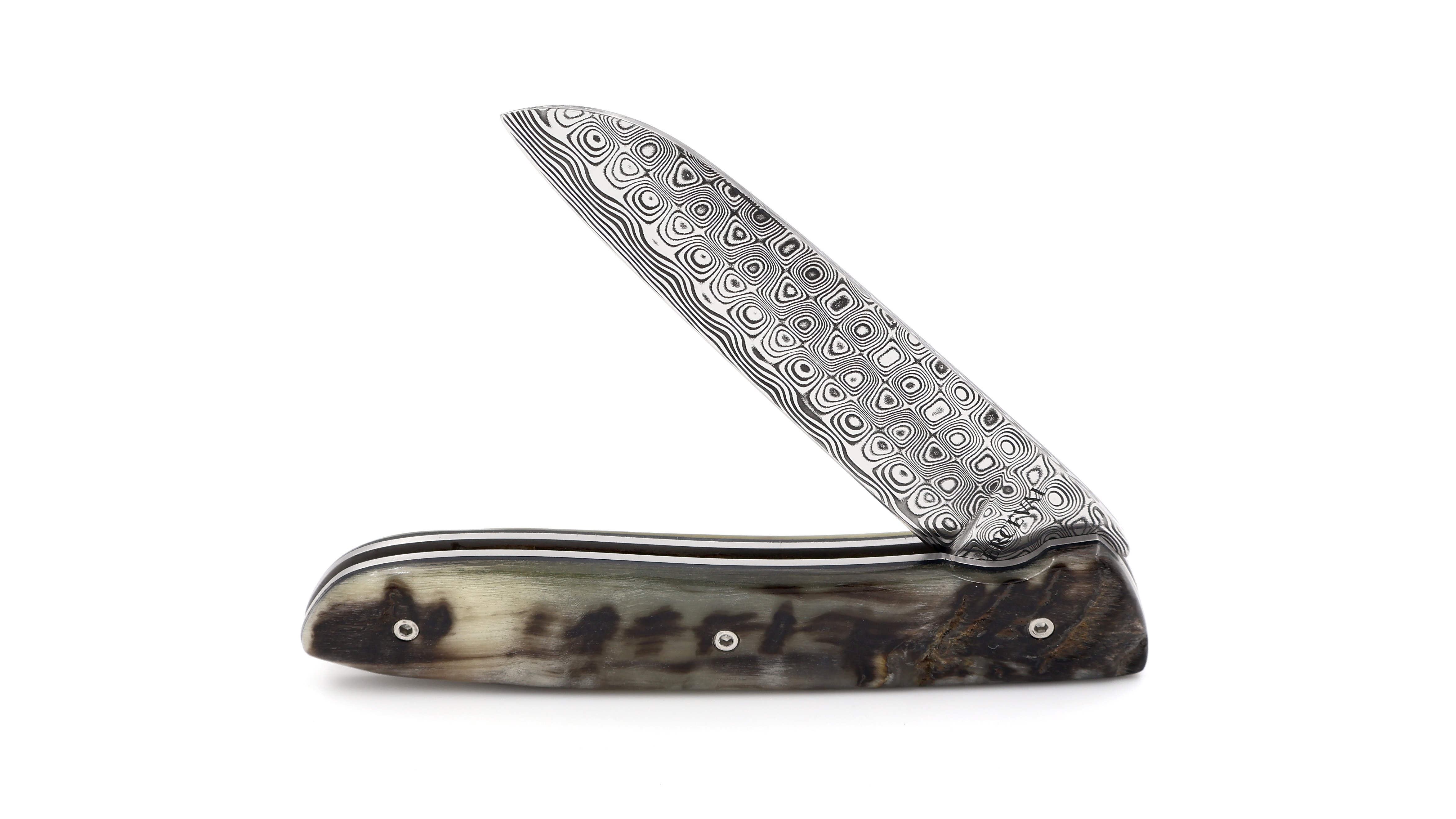 PERCEVAL L08 damascus Ram horn dark