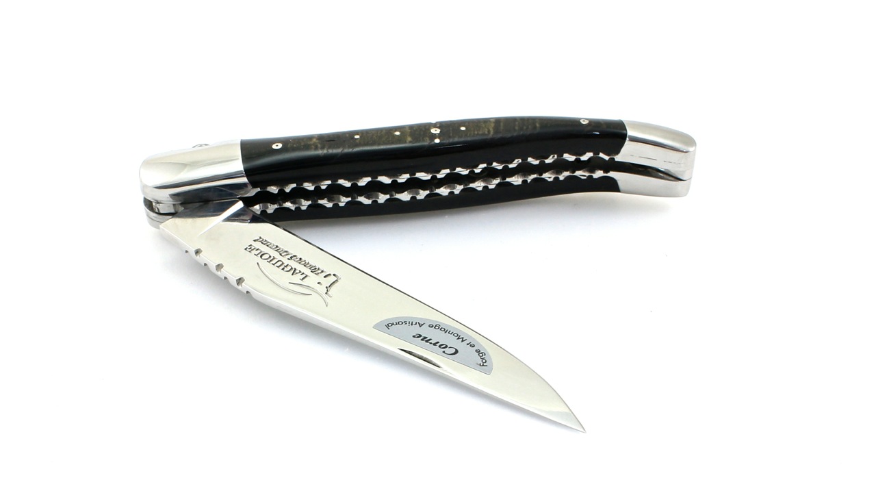Honoré Durand Laguiole knife Prestige doubleplates buffalo horn crust 12 cm