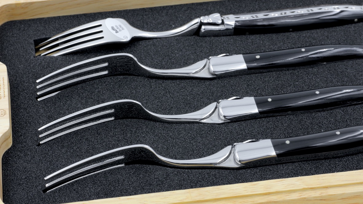 Laguiole en Aubrac Büffelhorn Laguiole Steakgabel Set