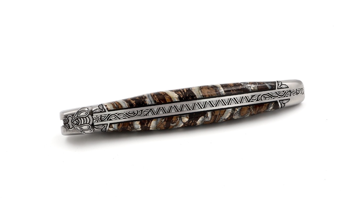 Laguiole en Aubrac Laguiole knife unique piece stabilzed mammoth tusk 12 cm 