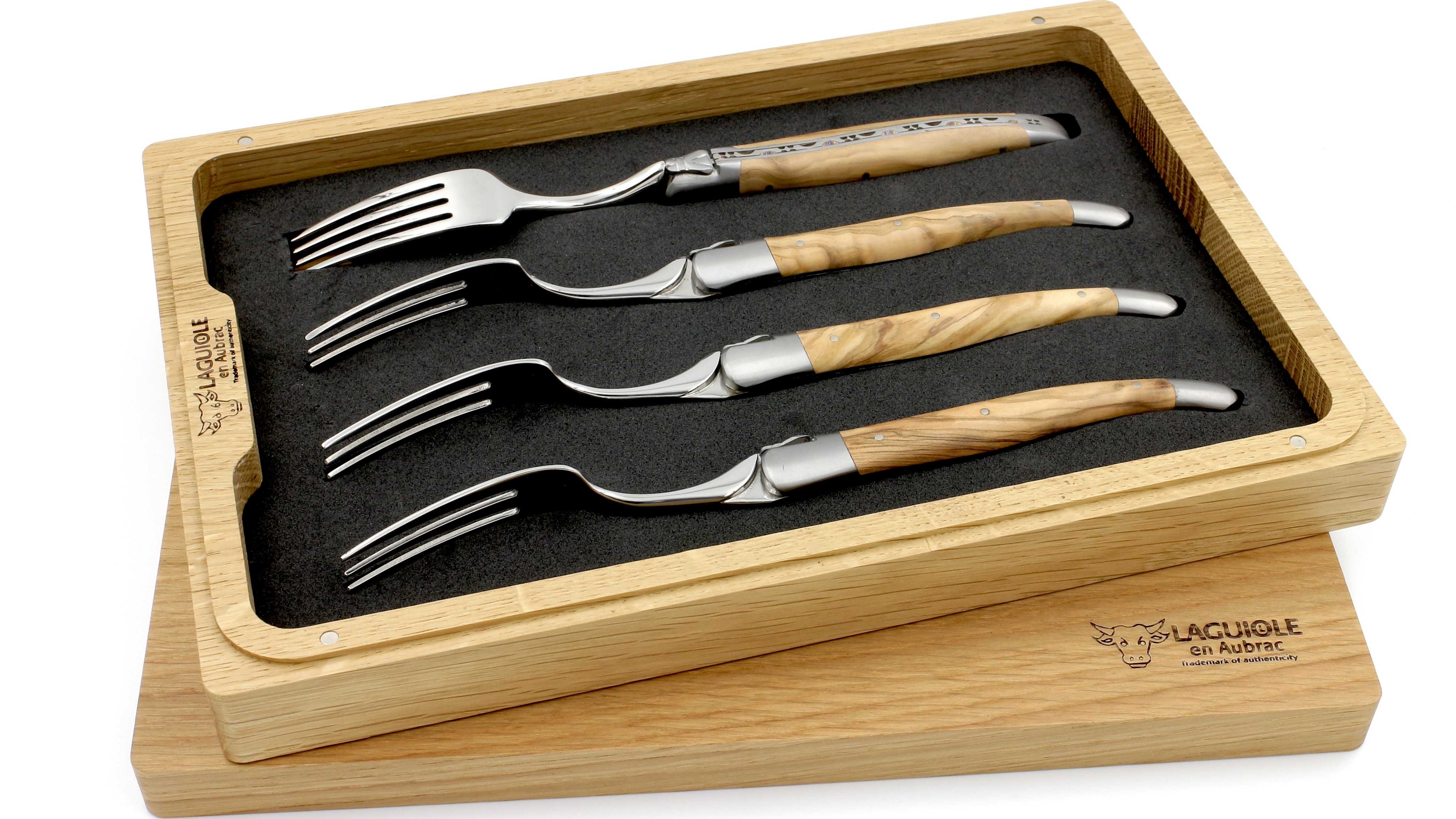 Laguiole en Aubrac Olive Laguiole Steakgabel Set