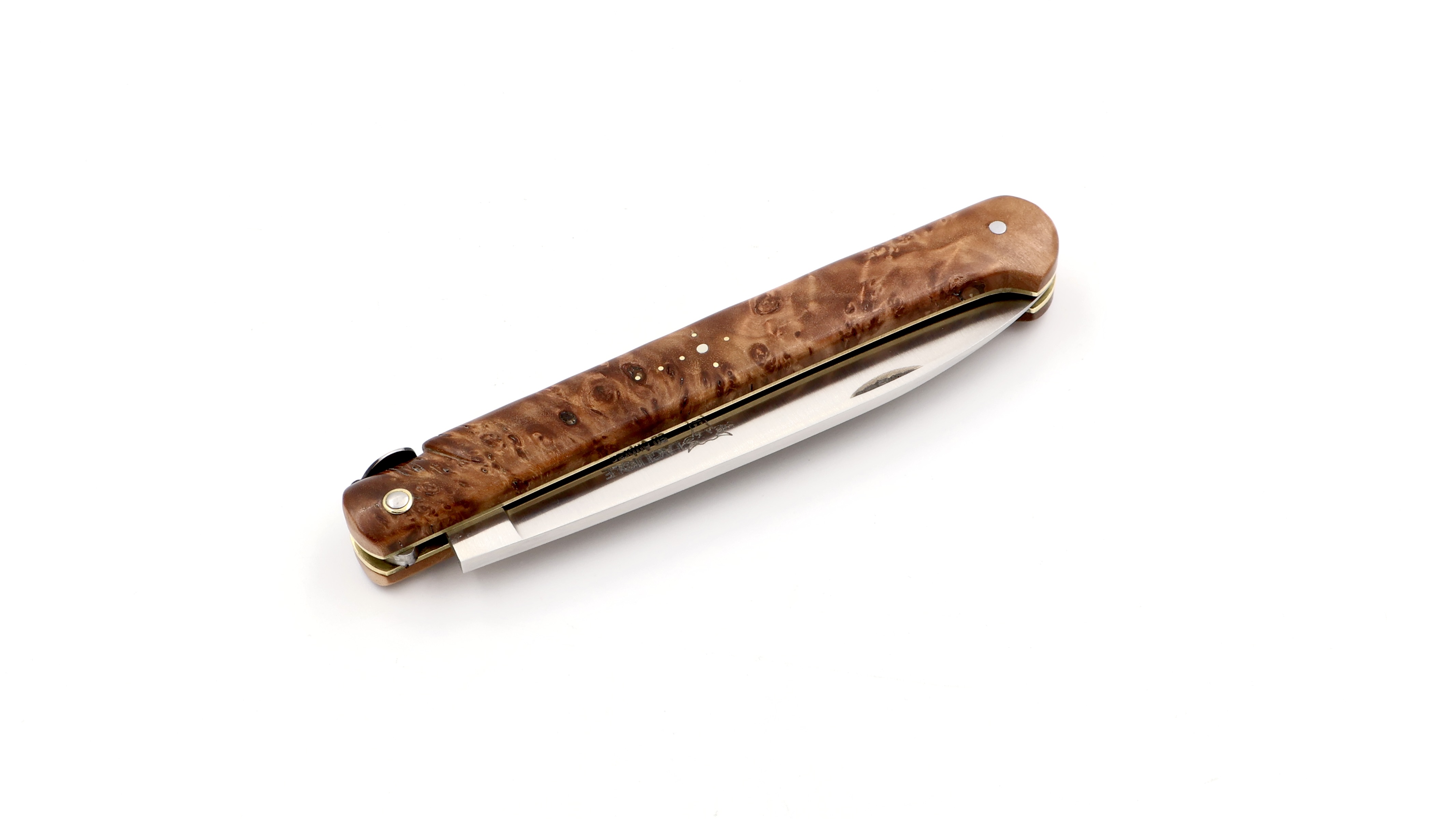 Laguiole en Aubrac Meisterstück DROIT - das Gerade - Silberweide Wurzelholz 13 cm