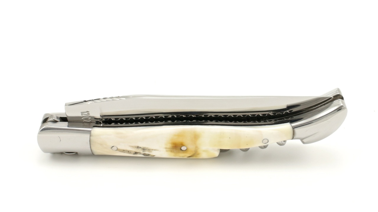 Laguiole en Aubrac double plate knife with corkscrew Warthog 12 cm