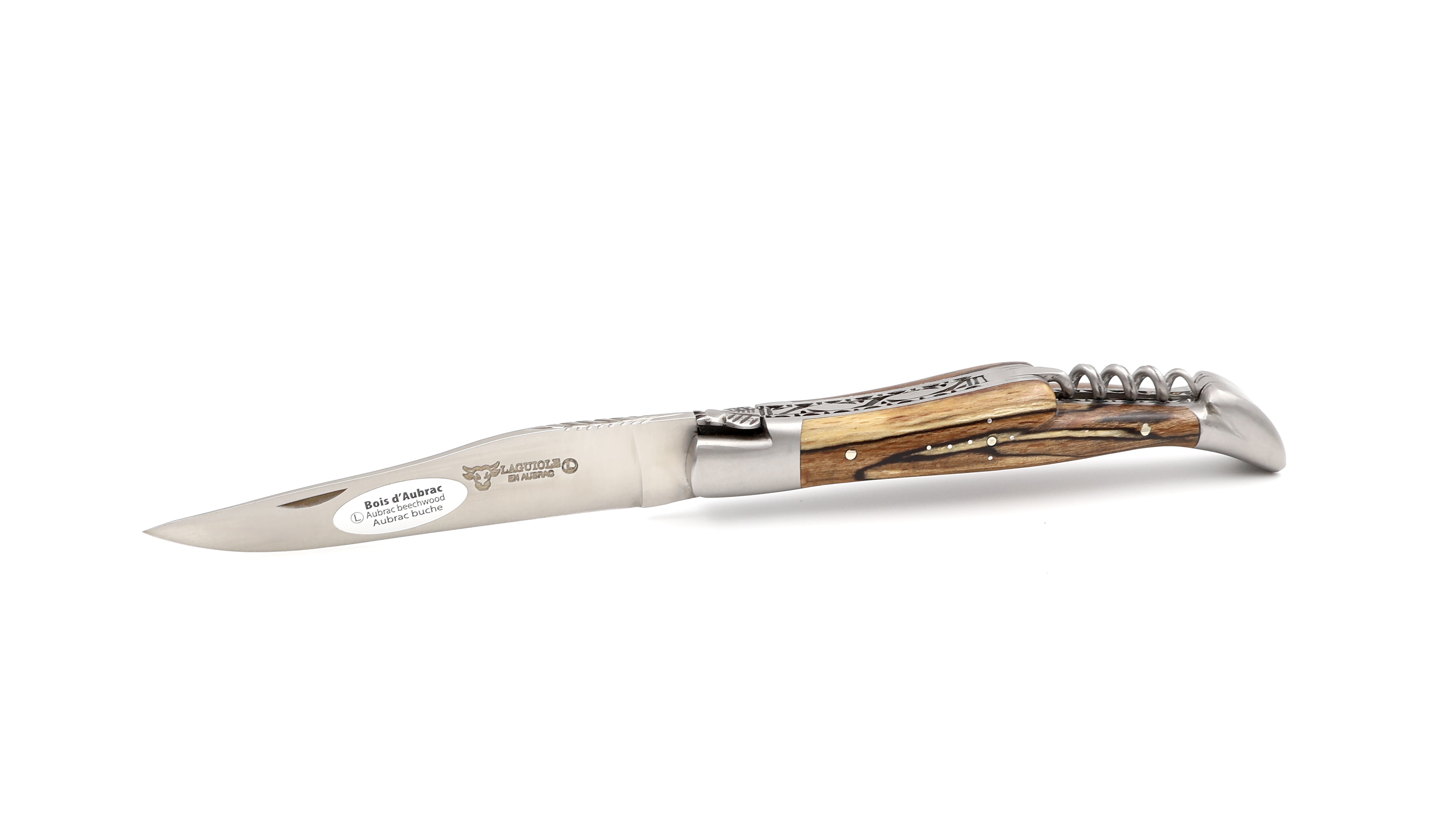 Laguiole en Aubrac doubleplate knife with corkscrew Aubrac wood 12 cm