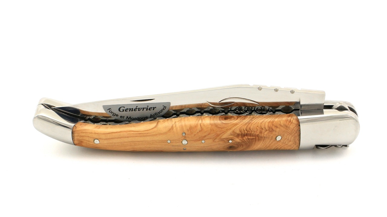 Honoré Durand Laguiole knife Prestige doubleplates shiny Juniper 14C28 12 cm
