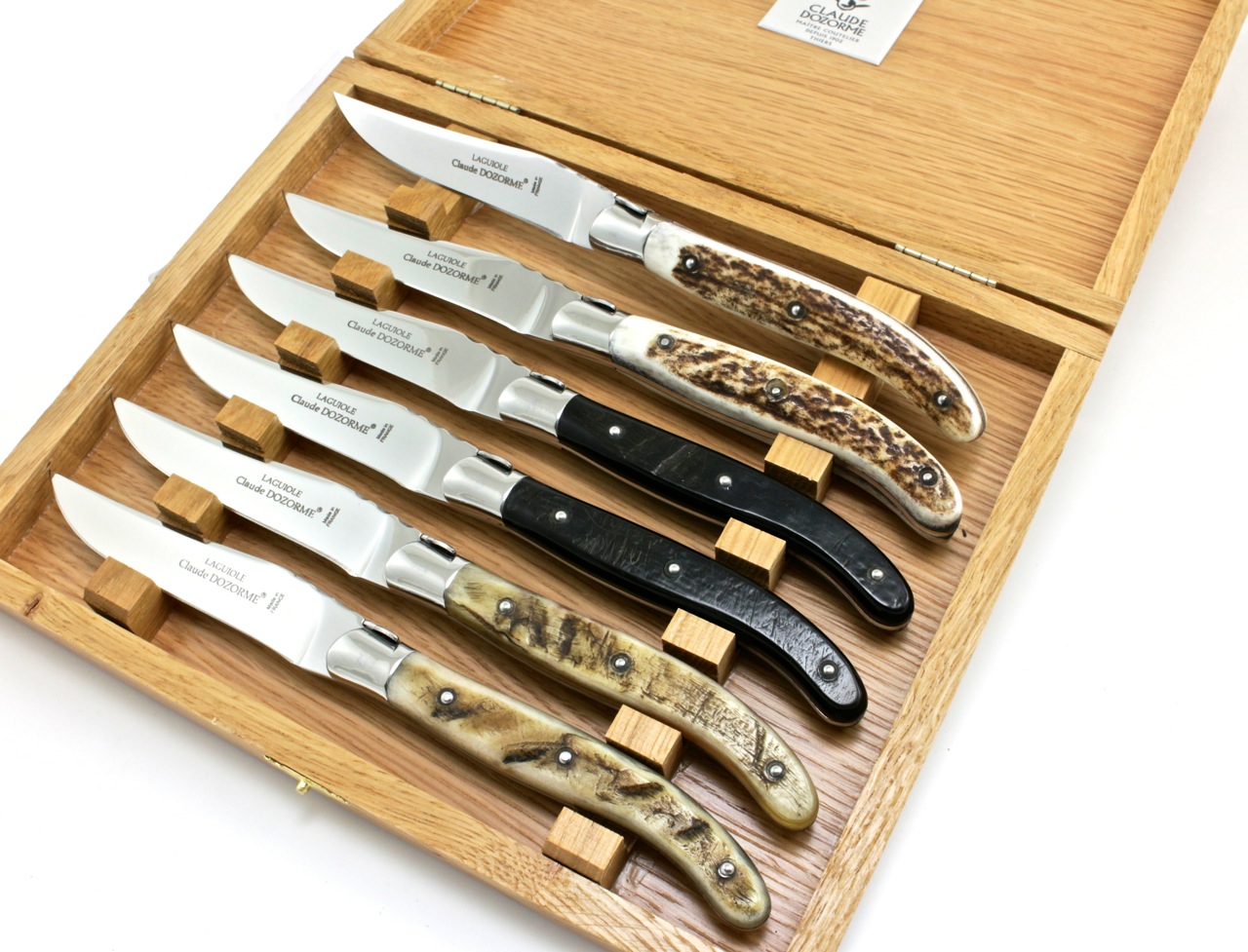Claude DOZORME Laguiole Steakmesser Set 6-tlg. verschiedenes Horn