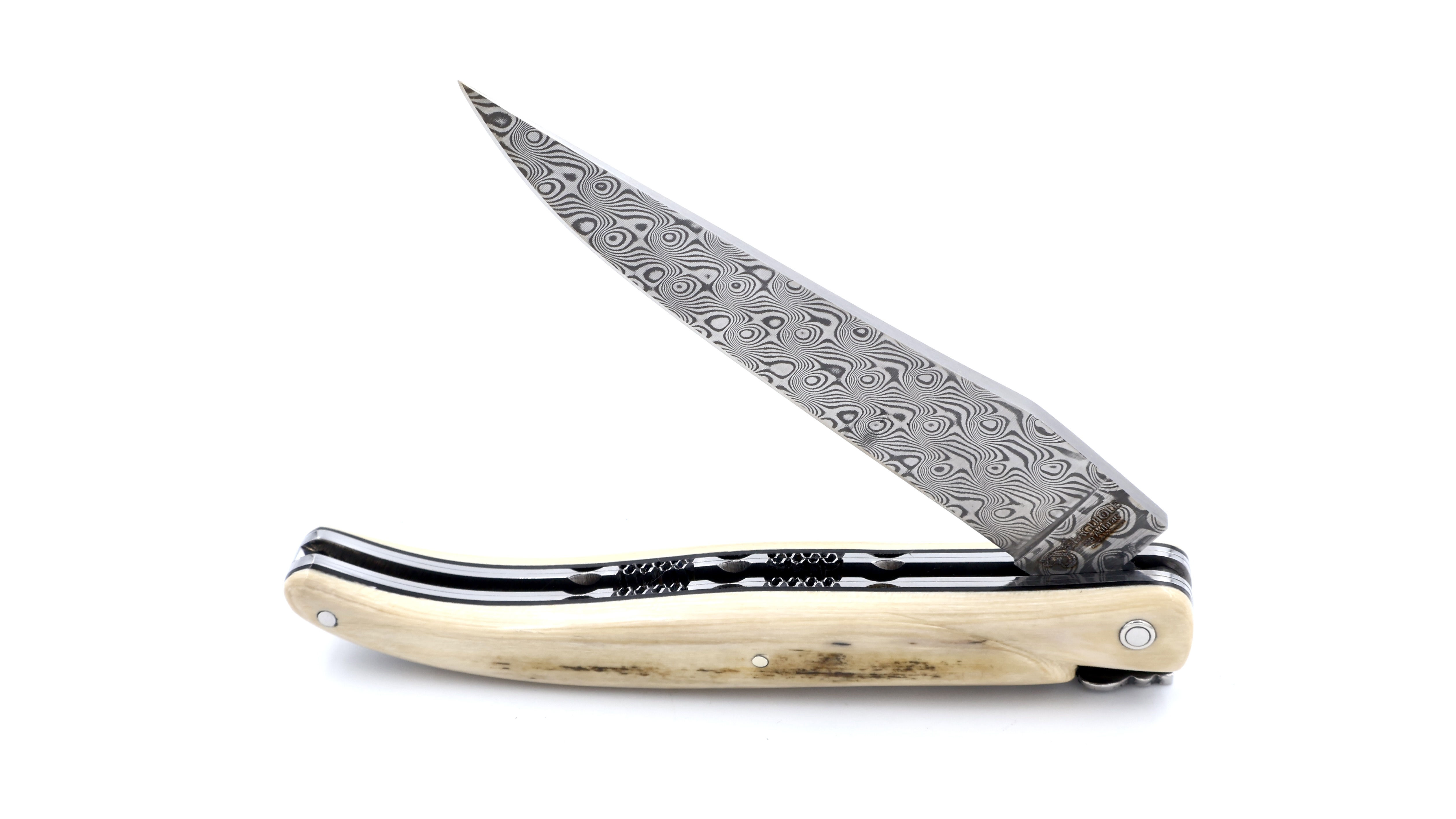 Laguiole en Aubrac  DSC®  Rosendamast Mammutelfenbeinkruste massiv Doppelplatine 12 cm 