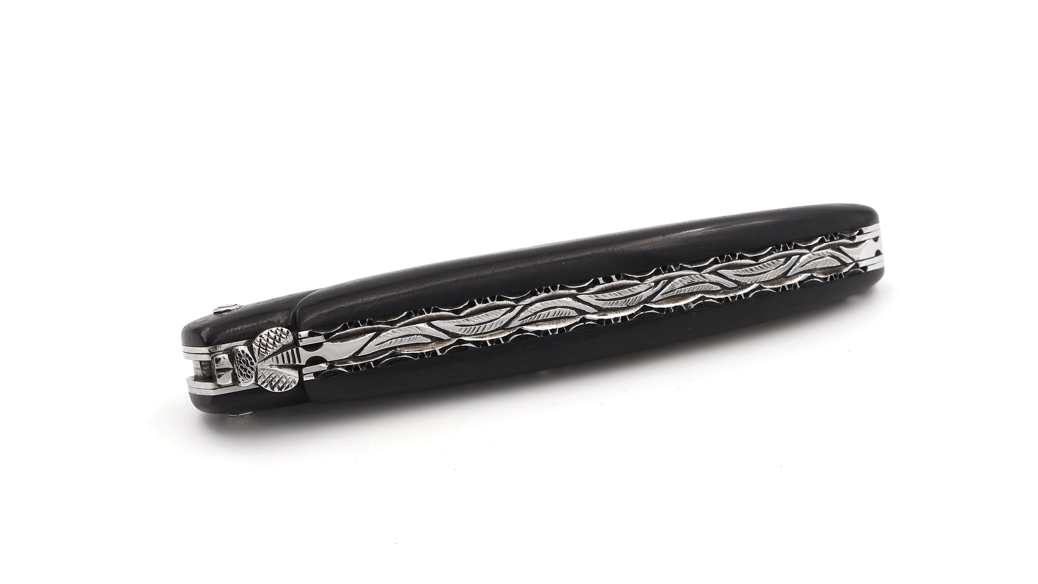 Laguiole en Aubrac  DSC® Carbon Damast Ebenholz massiv Doppelplatine 12 cm