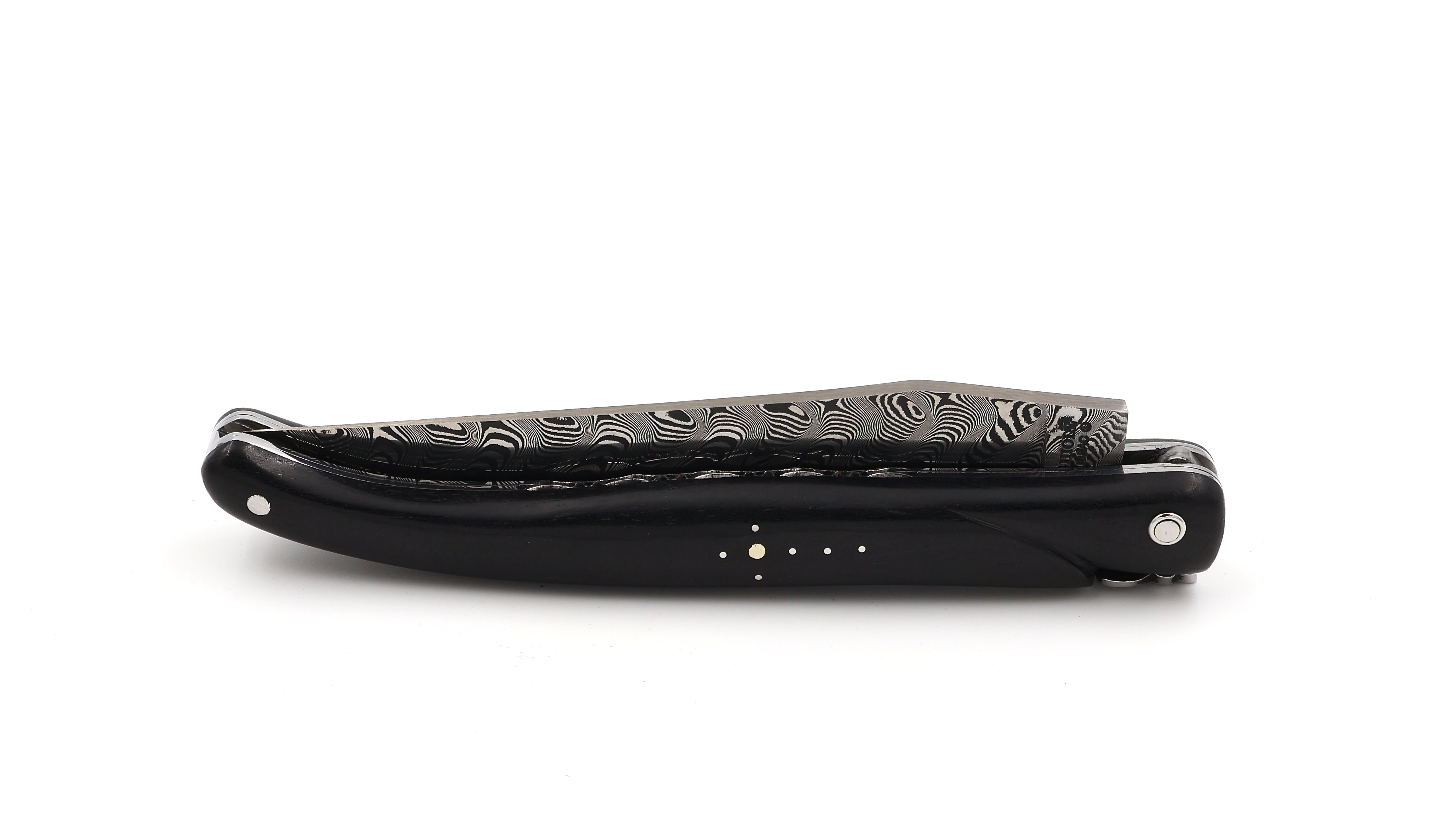 Laguiole en Aubrac  DSC® Carbon Damast Ebenholz massiv Doppelplatine 12 cm