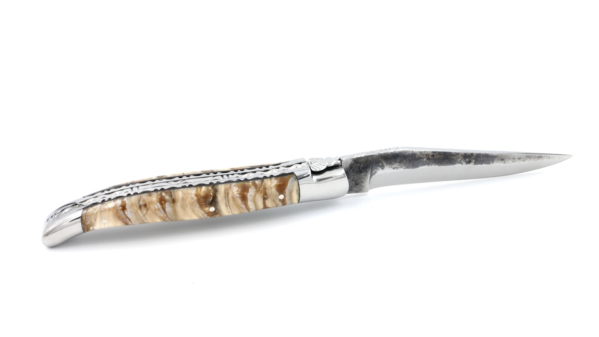 Laguiole en Aubrac Brut de Forge Mammutbackenzahn natur Doppelplatine 12 cm