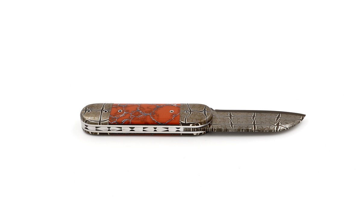 Philippe Soeuvre BULL jaspis stone damaskus blade 