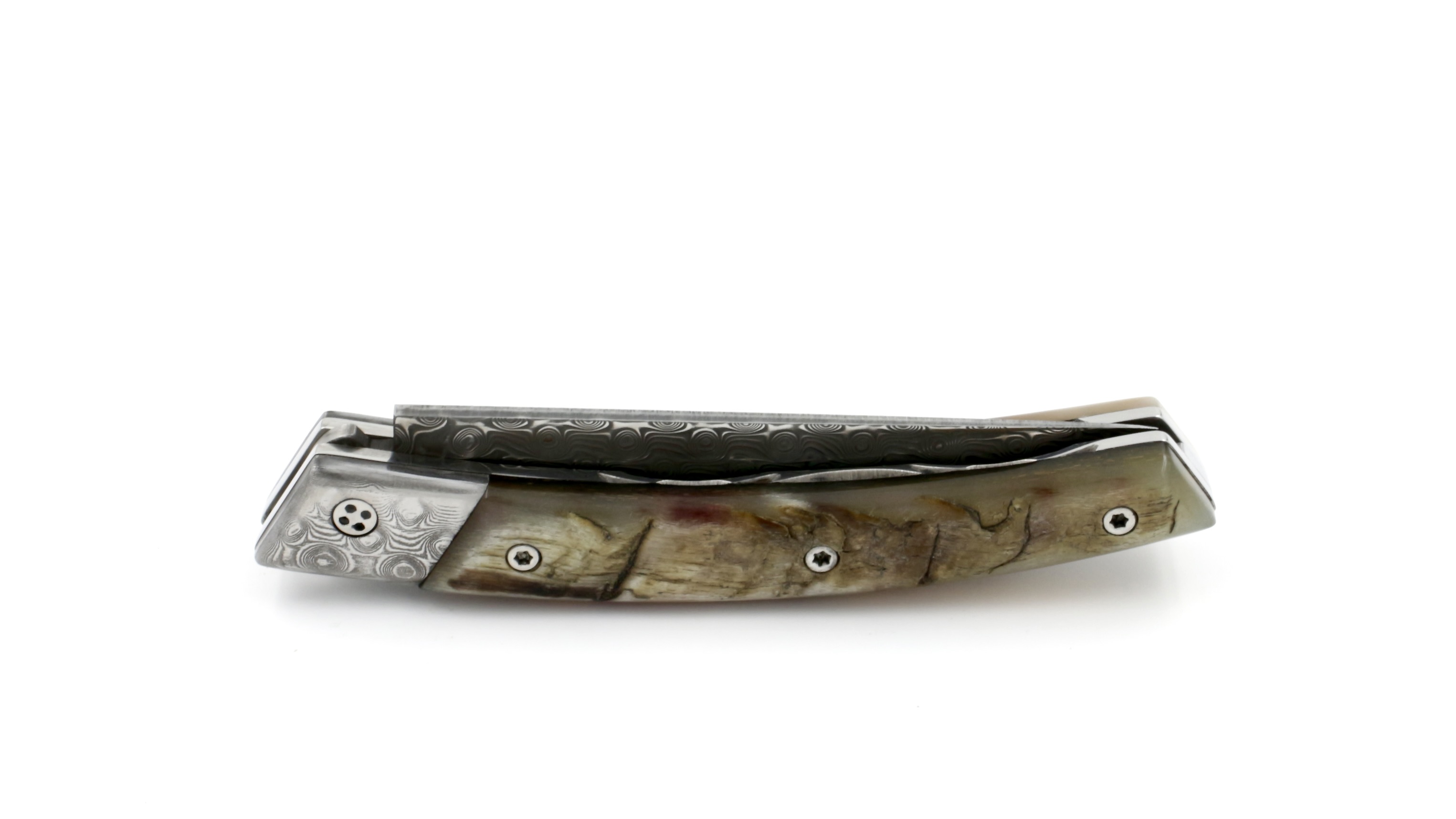 Claude DOZORME Thiers RLT ram horn damascus blade and bolsters