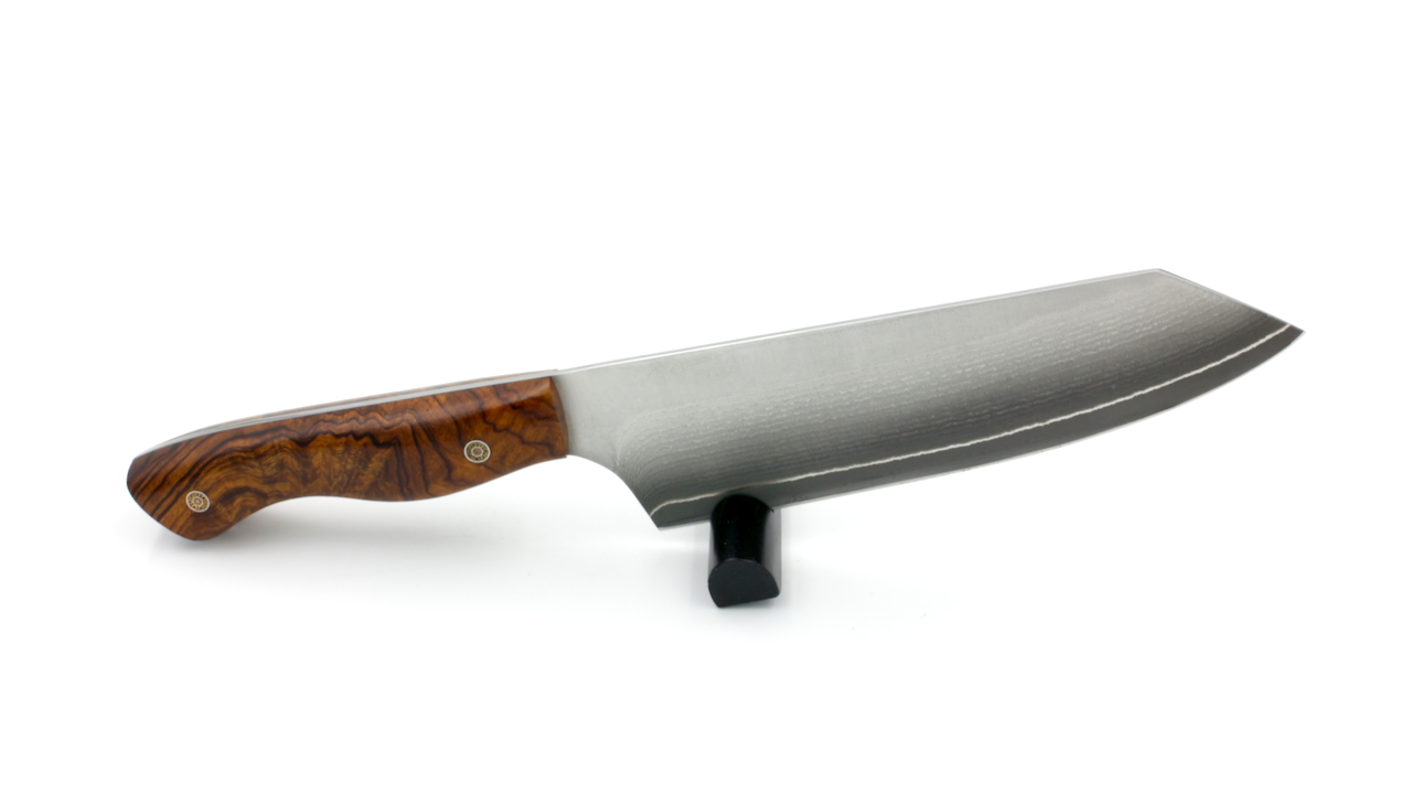 KLEOS BUNKA & OFFICE knife suminagashi VG10 burl of iron wood with leather case