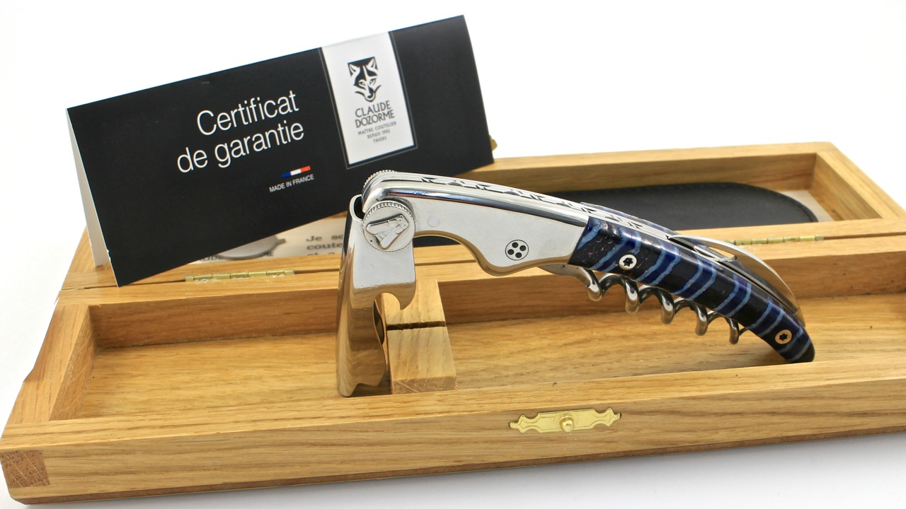 IMG_3694 Claude DOZORME CLOS Laguiole Sommeliermesser Mammutbackenzahn blau