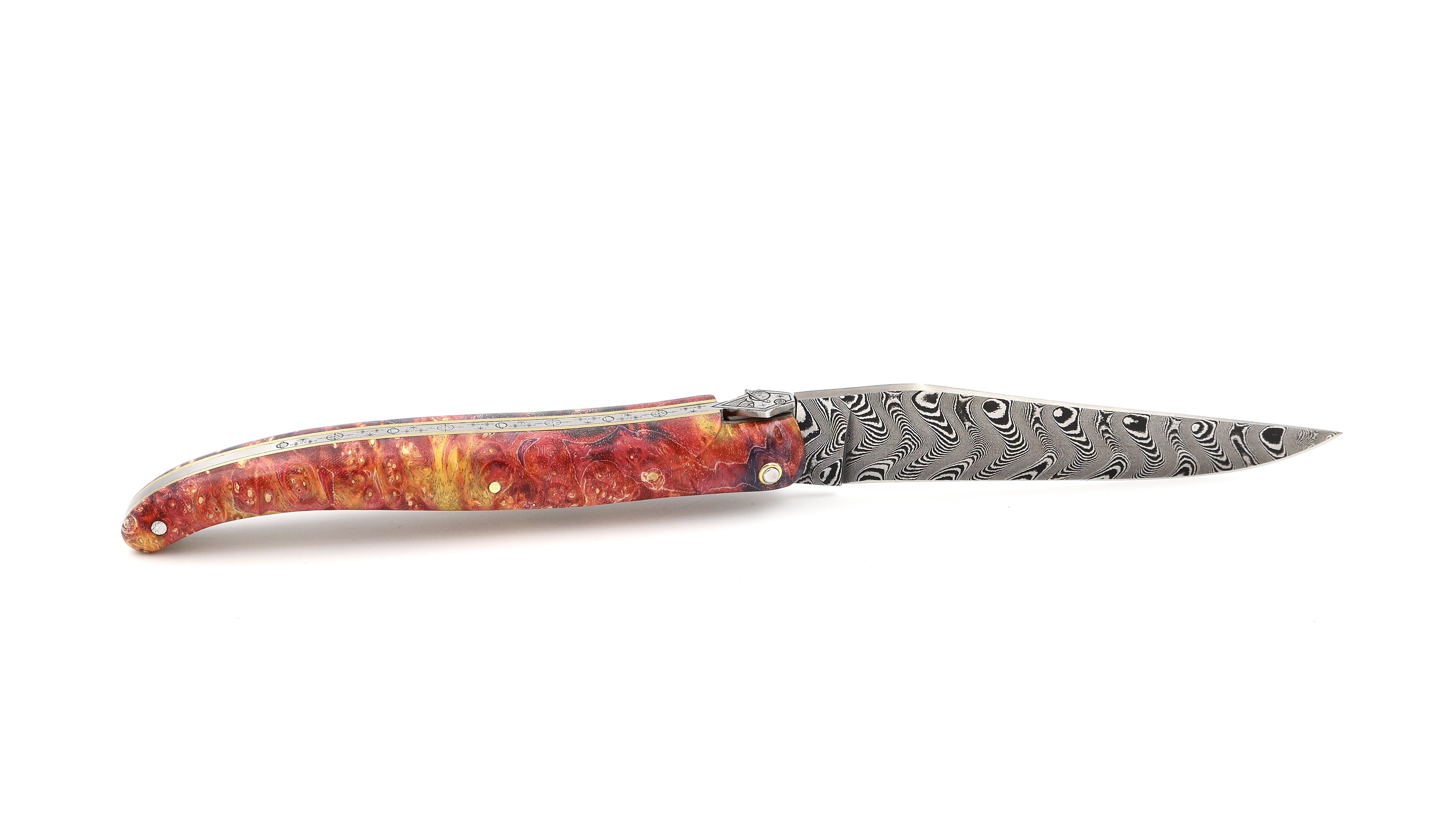 Laguiole en Aubrac Laguiole elder burl DSC® Carbondamascus with Space bee 12 cm