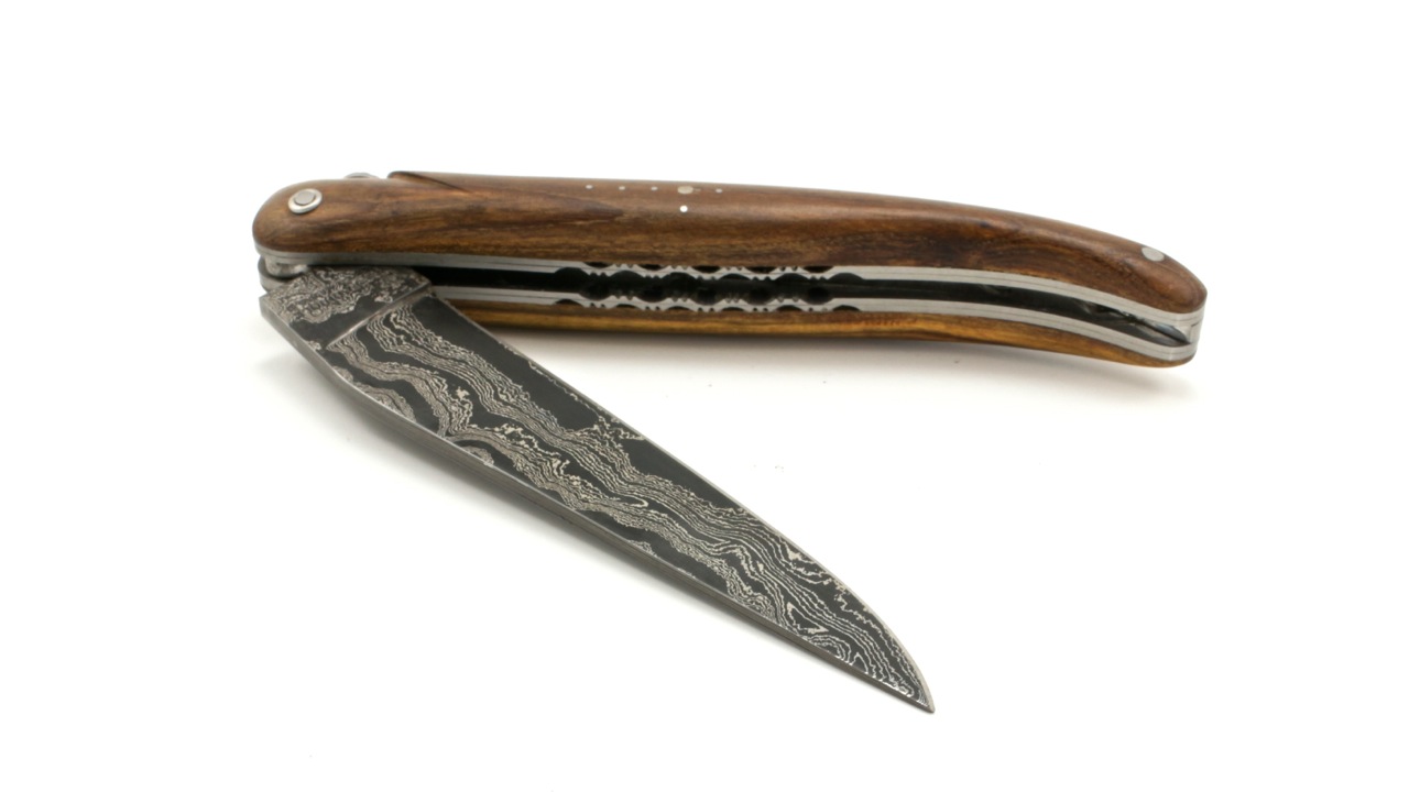 Laguiole en Aubrac Damast Pistazie massiv Doppelplatine 12 cm