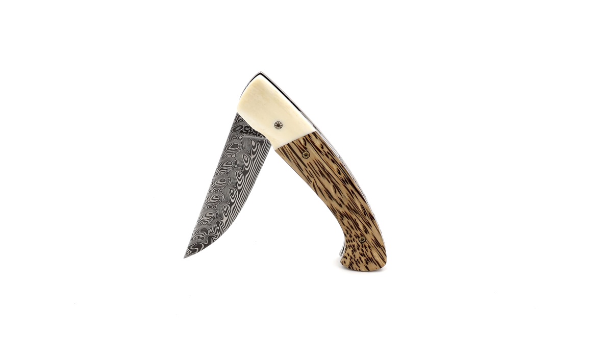 MANU LAPLACE 1515 ZULU buffalobone palmwood damascusblade MANU LAPLACE 1515 ZULU buffalobone palmwood damascusblade