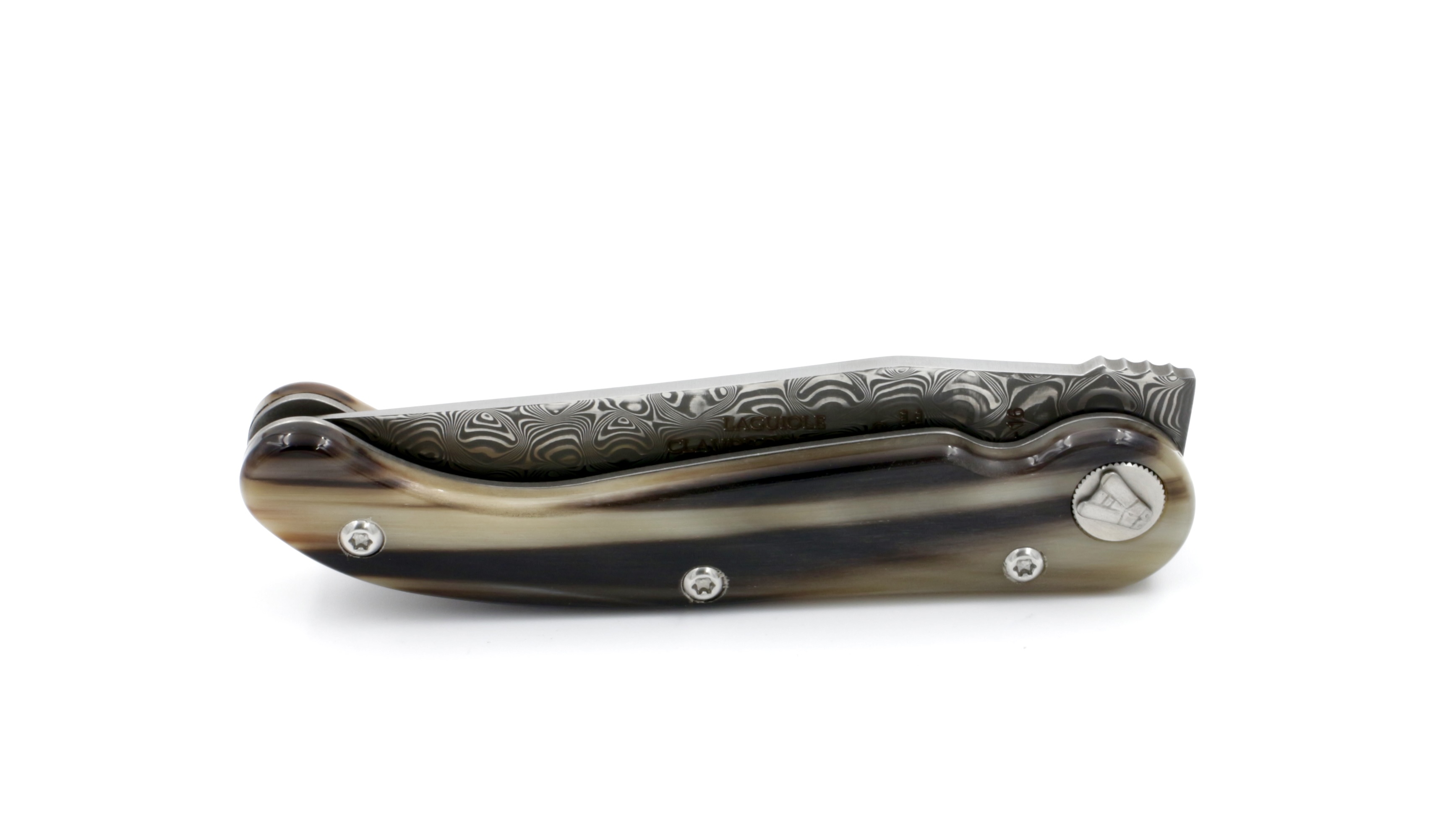72443442-3389-48A1-97DE-47A1EF9CBCFA_1_201_a Claude DOZORME Laguiole BAROUDEUR horn tip damascus blade