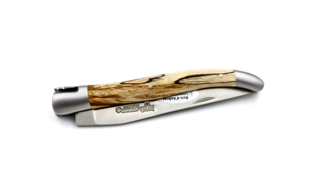 Laguiole en Aubrac doubleplate knife Aubrac beech wood 12 cm