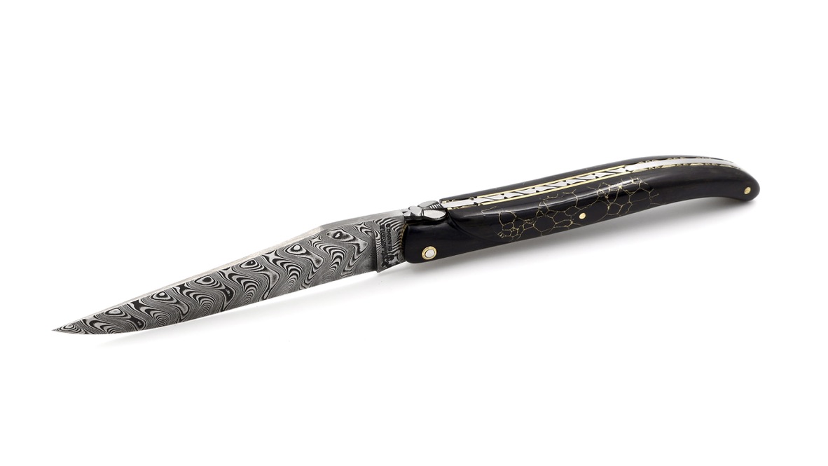 Laguiole en Aubrac ONYX Ebenholz  DSC® Carbon Damastklinge 12 cm