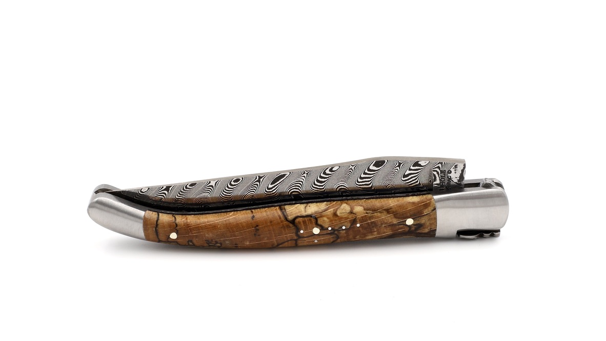 Laguiole en Aubrac DSC® Carbon damascus Aubrac beech chiseled plates 12 cm