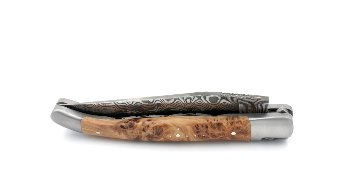 Laguiole en Aubrac Damast Wacholder Doppelplatine 12 cm