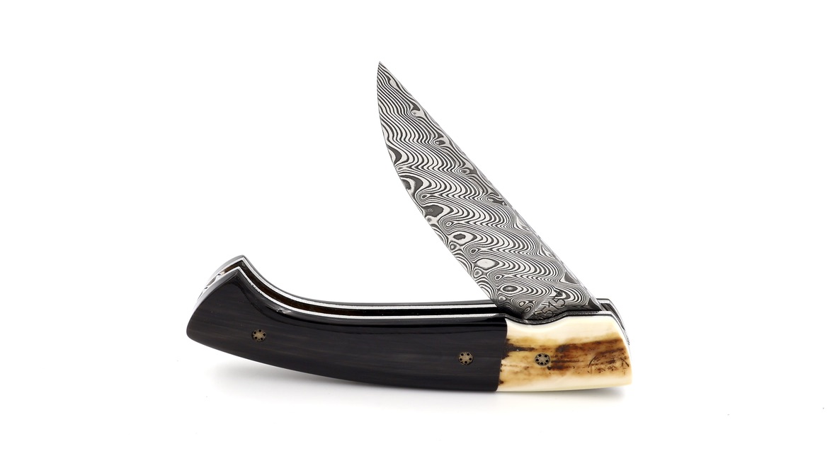 MANU LAPLACE 1515 MASAI buffalo horn/warthog ivory damascus blade