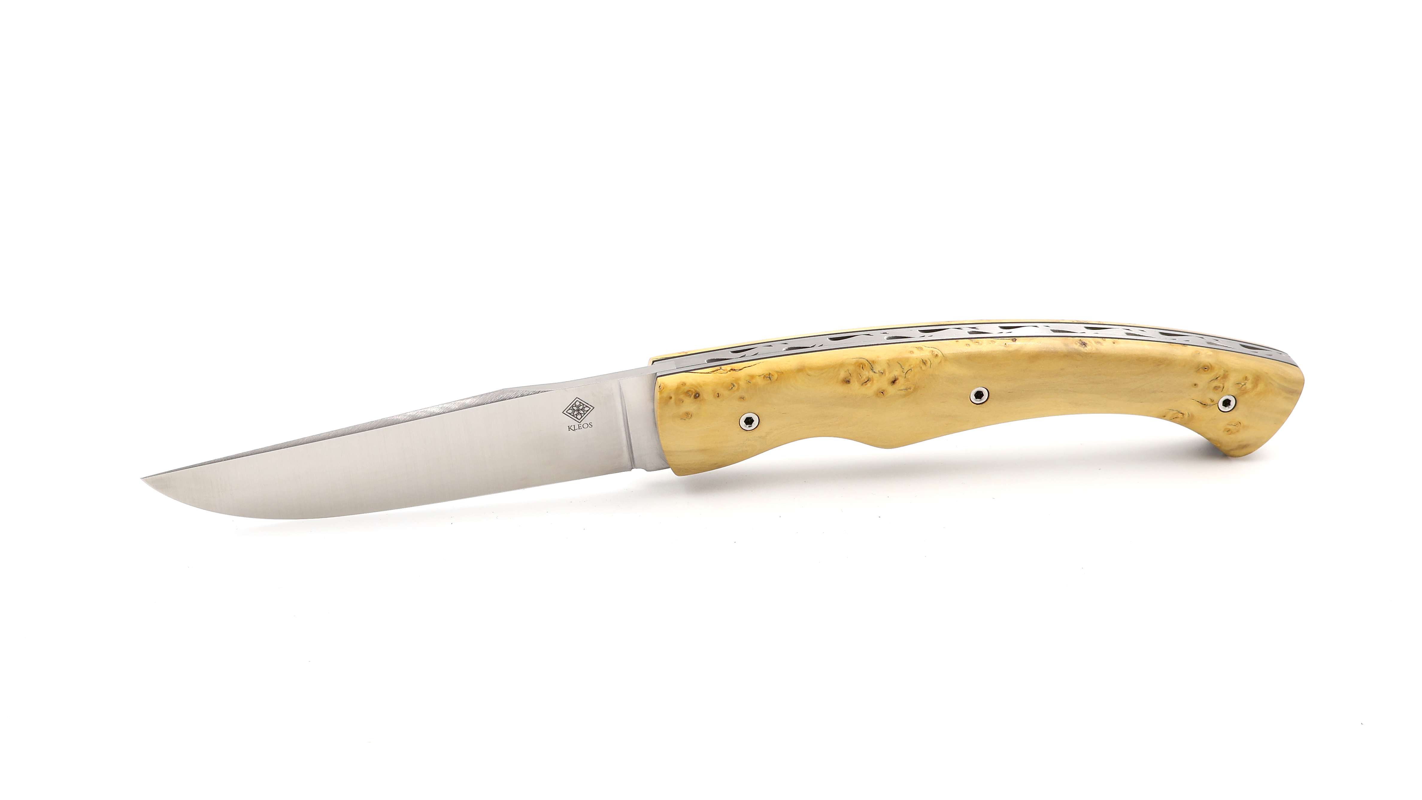 KLEOS folding knife LYKOS boxwood burl iced blade