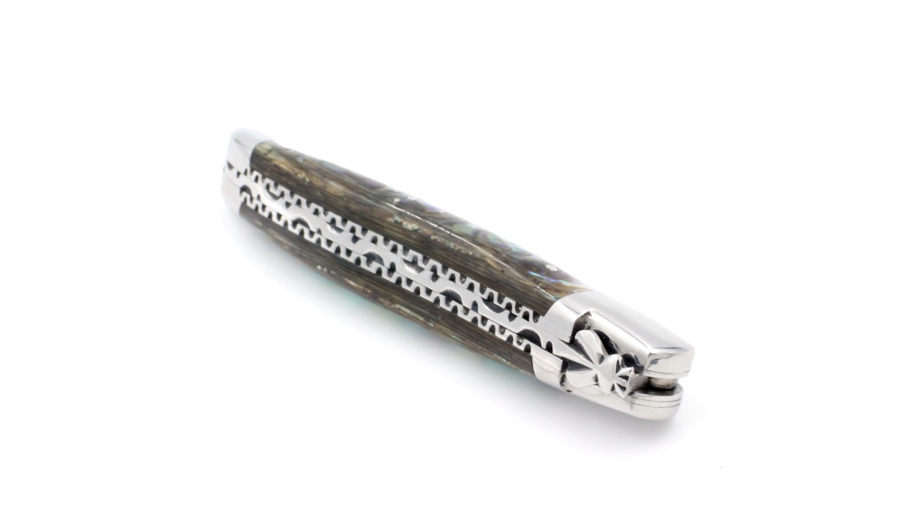 Honoré Durand Laguiole knife Prestige doubleplates Abalone shiny brut de forge 12 cm