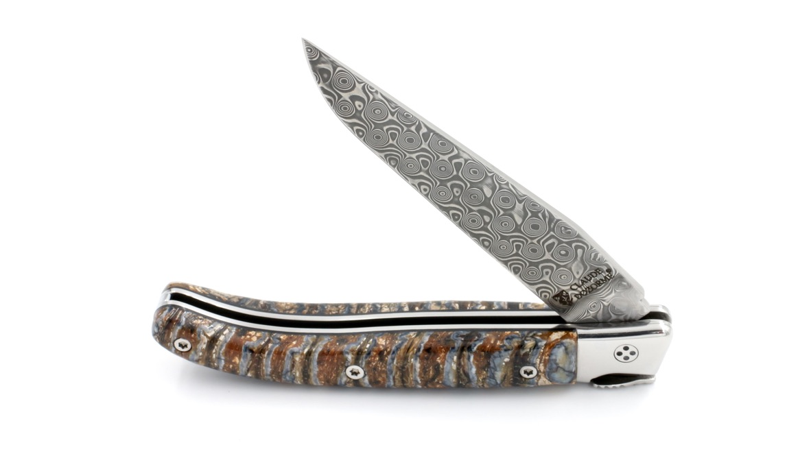 Claude DOZORME Laguiole Messer LUX Mammutbackenzahn 12 cm Damastklinge