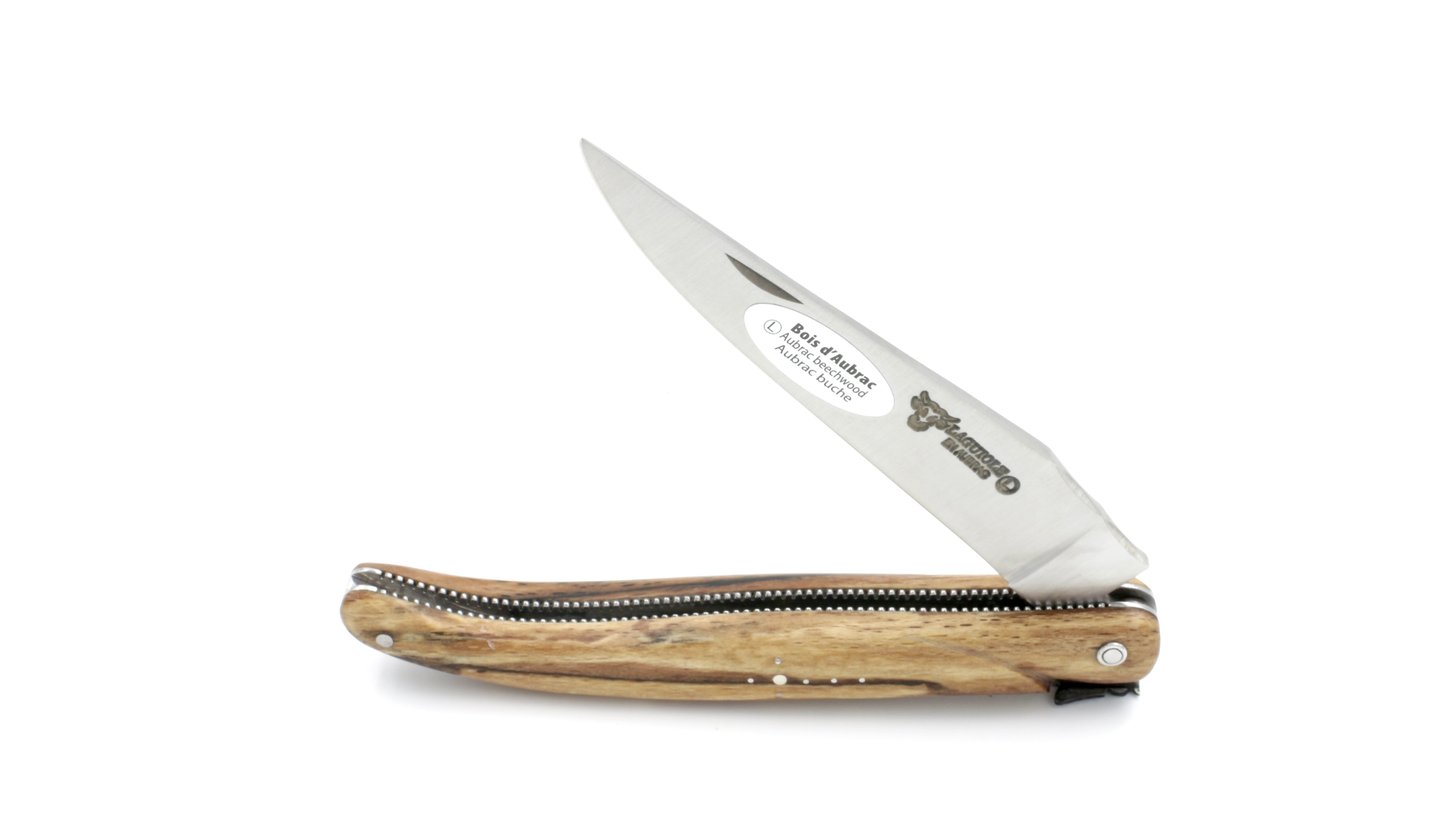 Laguiole en Aubrac aubrac wood pearl full handle chisled plates 12 cm