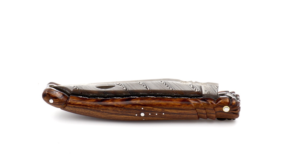 Fontenille Pataud Laguiole SCULPTURE ironwood burl damascus 12 cm