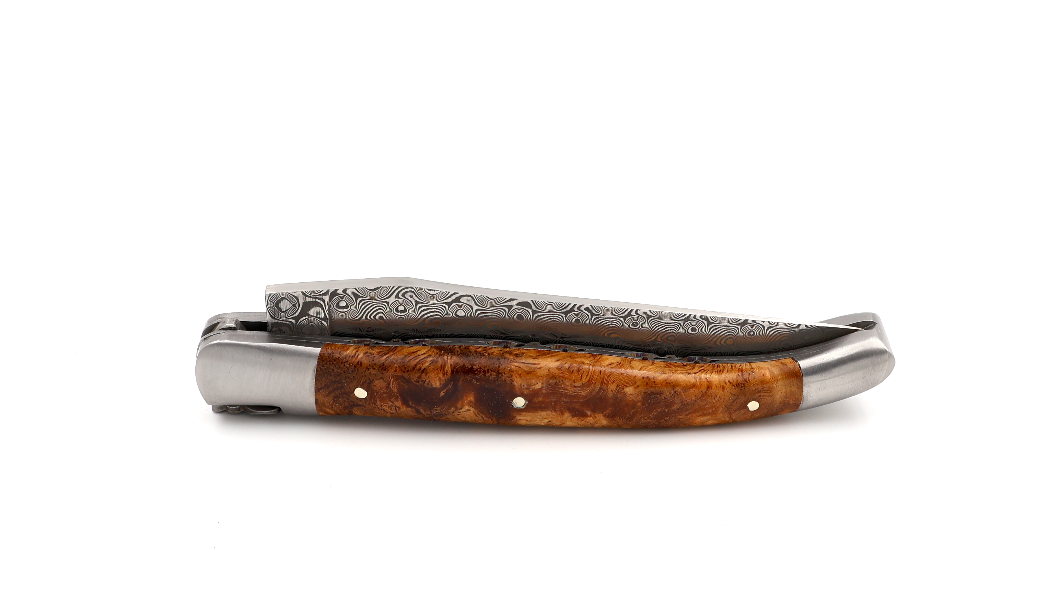 Laguiole en Aubrac DSC® Carbon Damast Amboina Wurzelholz Doppelplatine 12 cm