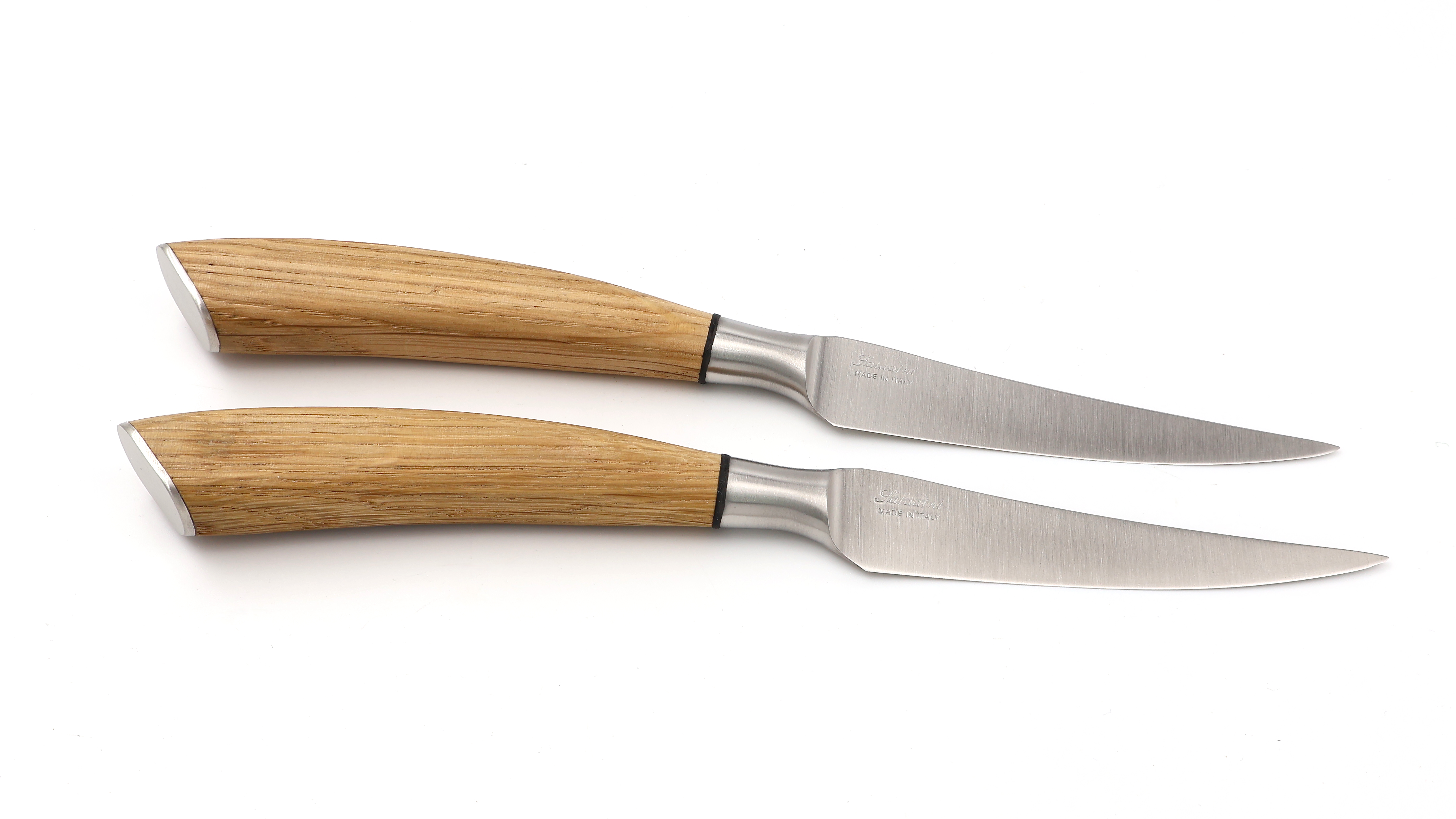 Saladini steakknives Set of 2 barrel oak steel plaque