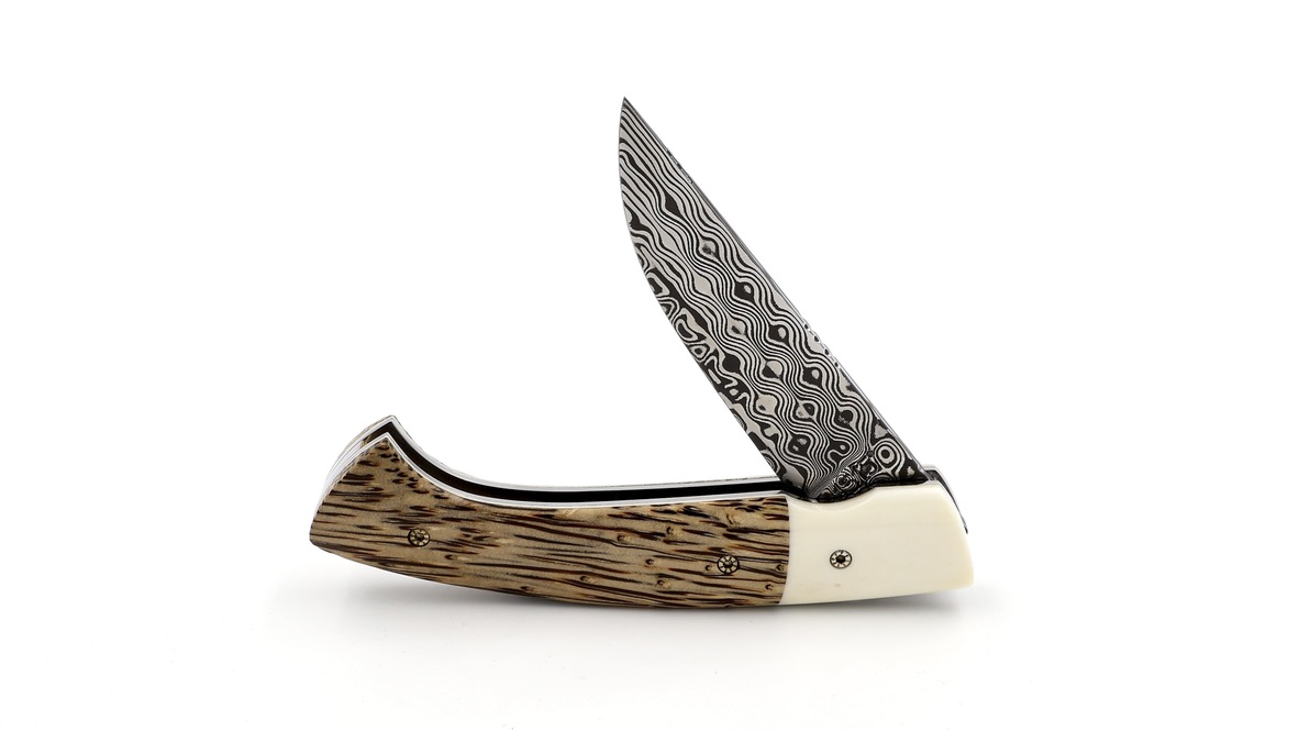 MANU LAPLACE 1515 ZULU palmwood and buffalo bone damascus