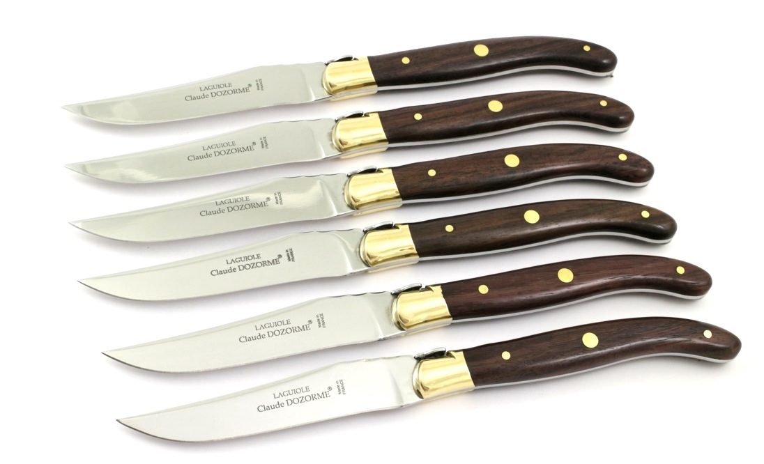 Claude DOZORME Laguiole Steakmesser Set 6-tlg. Vallerina Messing