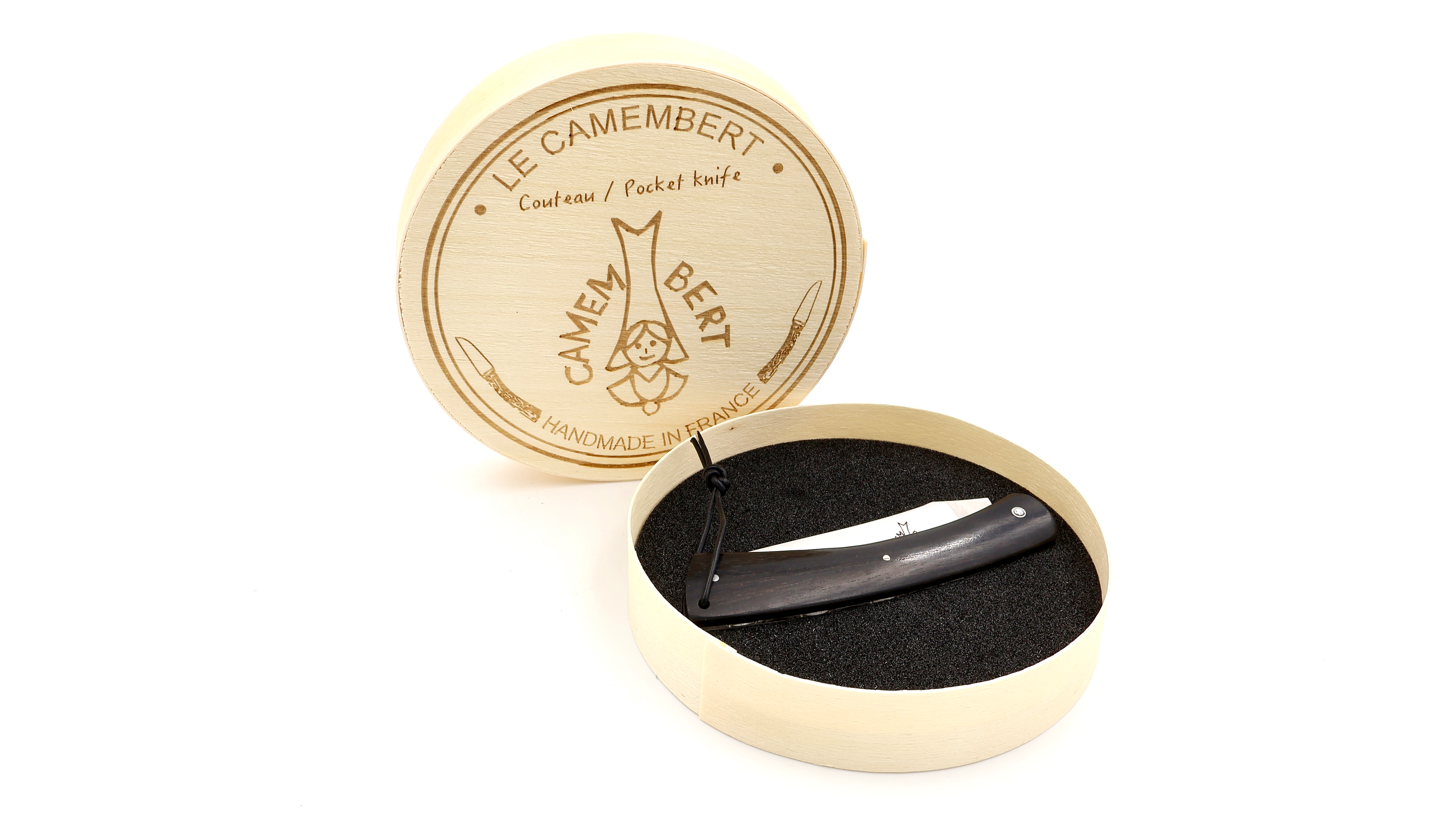 Laguiole en Aubrac CAMEMBERT knife ebony with guillochage