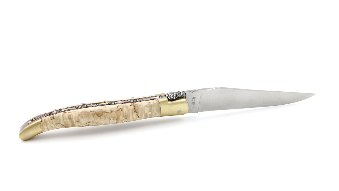 Laguiole en Aubrac BIJOU Birke guillochierte Platine 12 cm