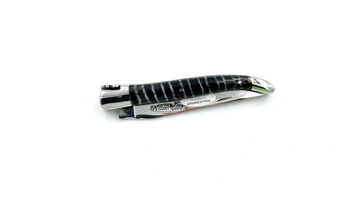 Laguiole en Aubrac double plate knife Mammoth blue 12 cm