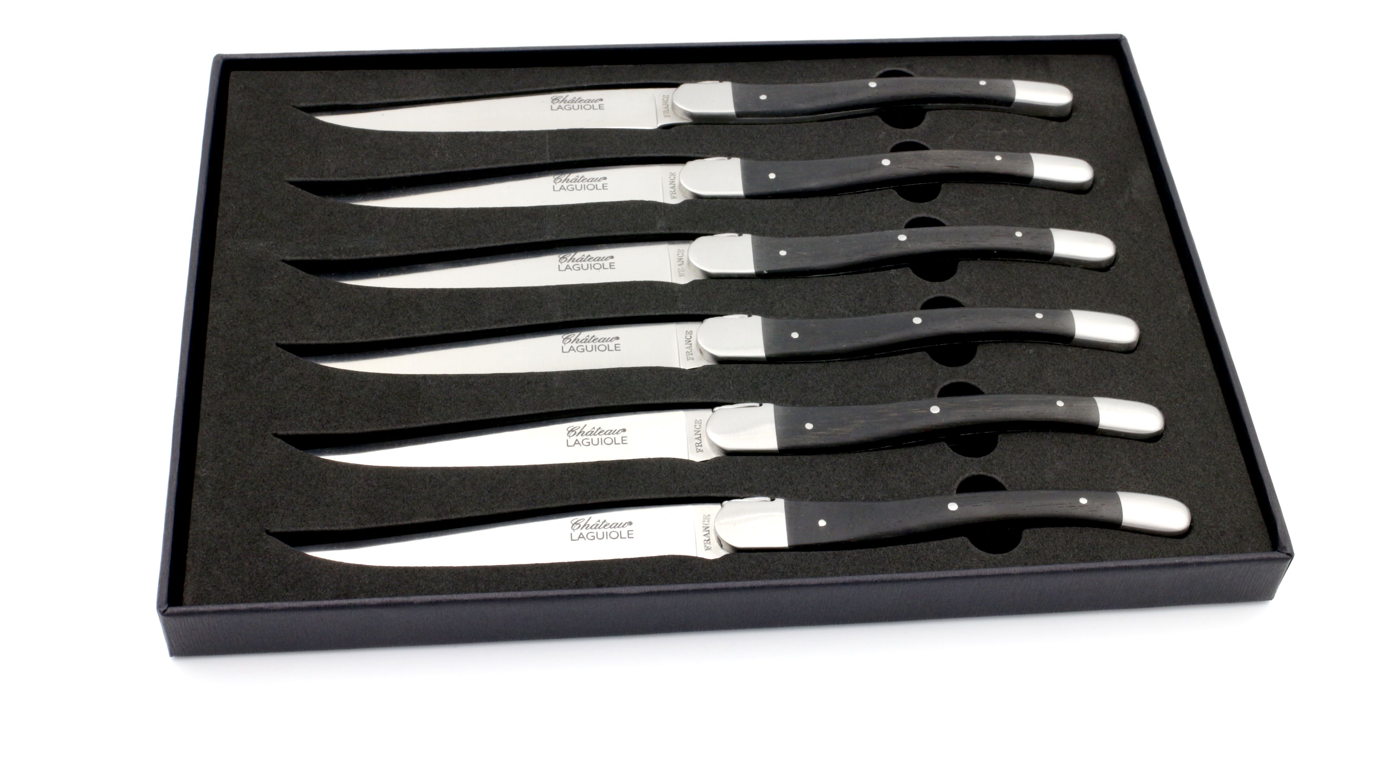 Château Laguiole Laguiole Steakknives ebony wood set of six
