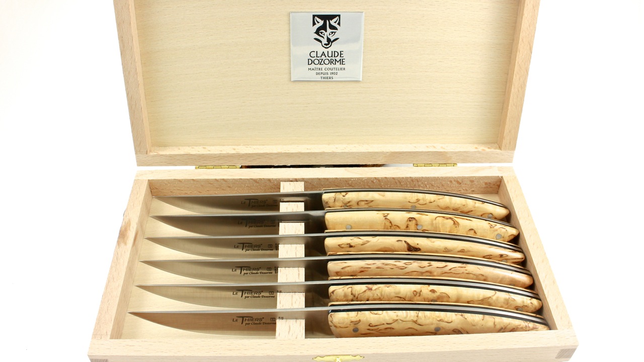 6-er-schwarz Claude DOZORME Thiers Steakmesser norwegische Maserbirke 6-teilig