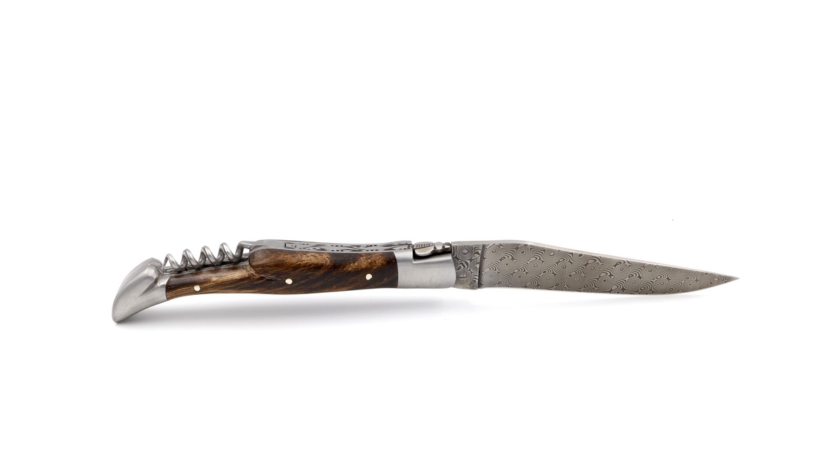 Laguiole en Aubrac Weinstock DSC® Rosendamast mit Korkenzieher Doppelplatine 12 cm 