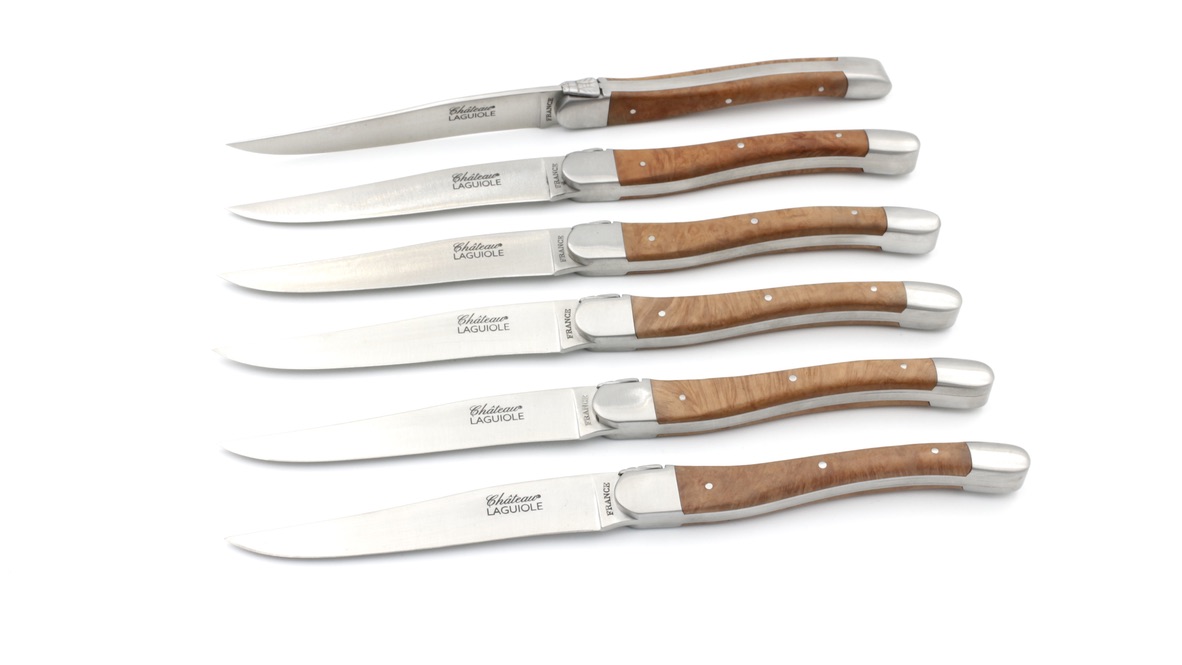 Château Laguiole Laguiole Steakknives heather wood set of six