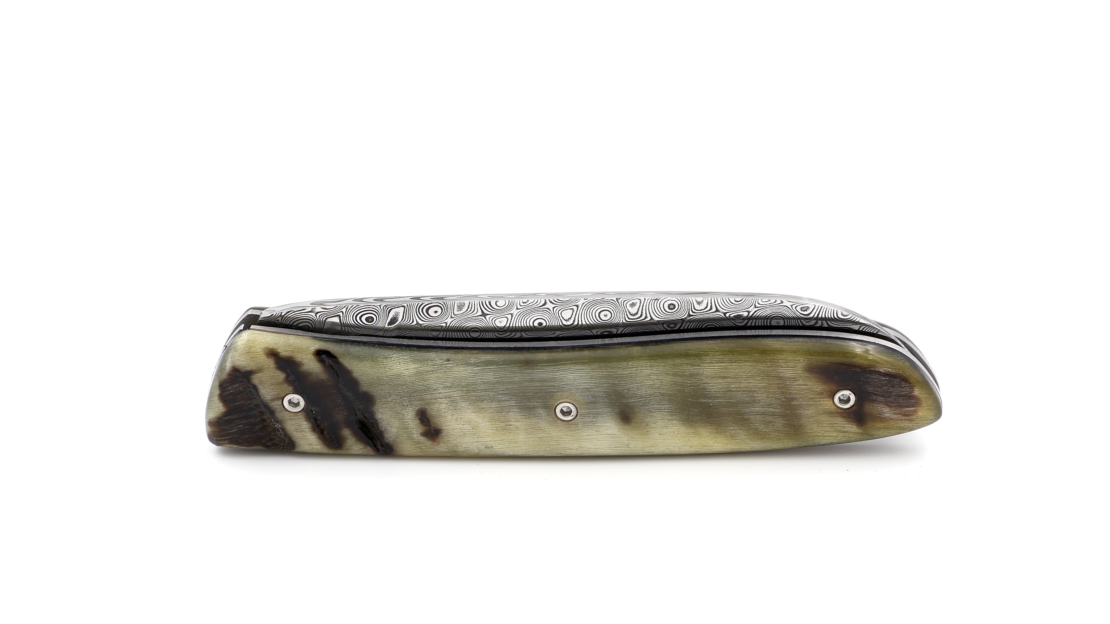 PERCEVAL L08 damascus Ram horn dark