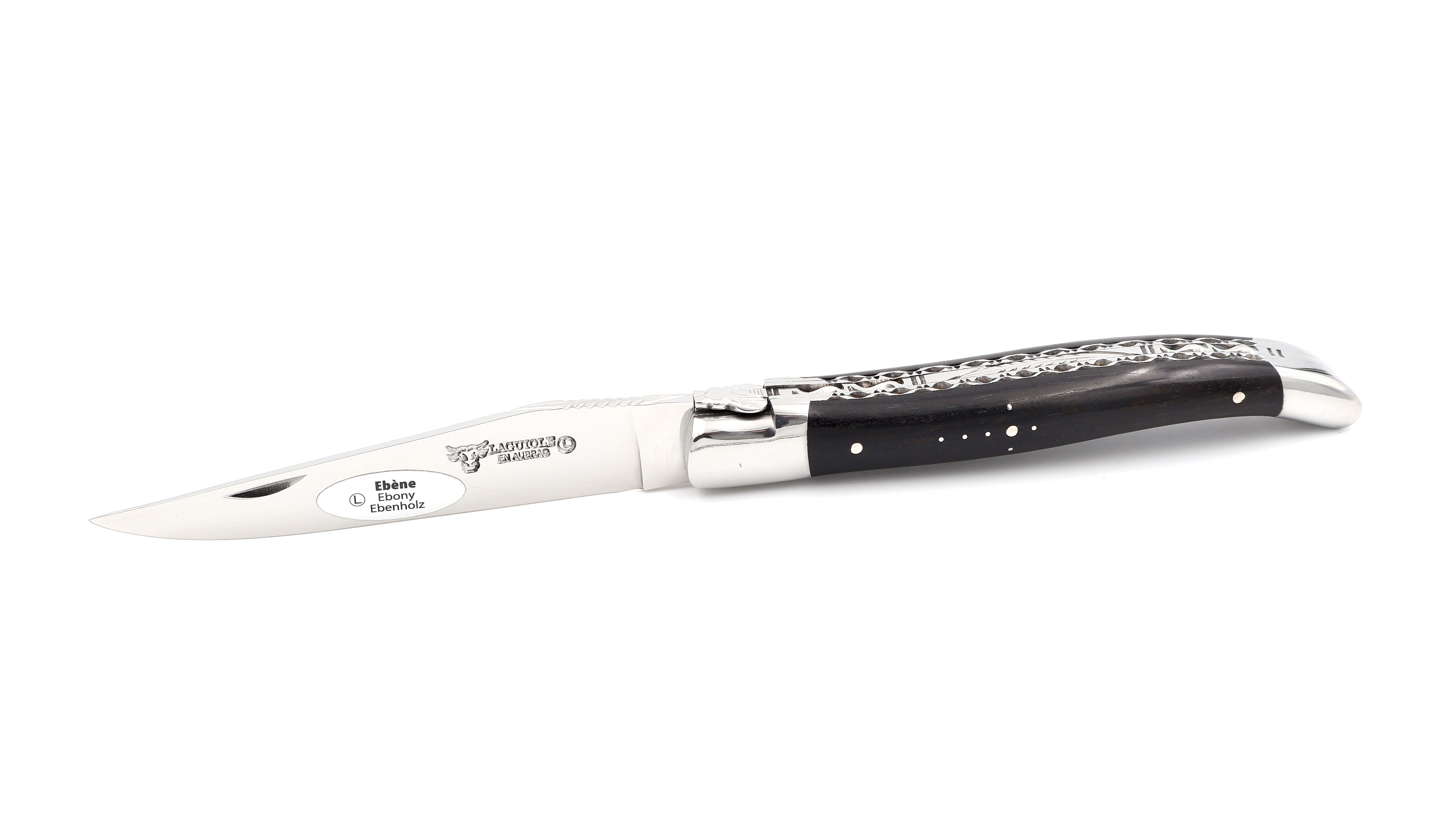 Laguiole en Aubrac doubleplate knife Ebony 12 cm