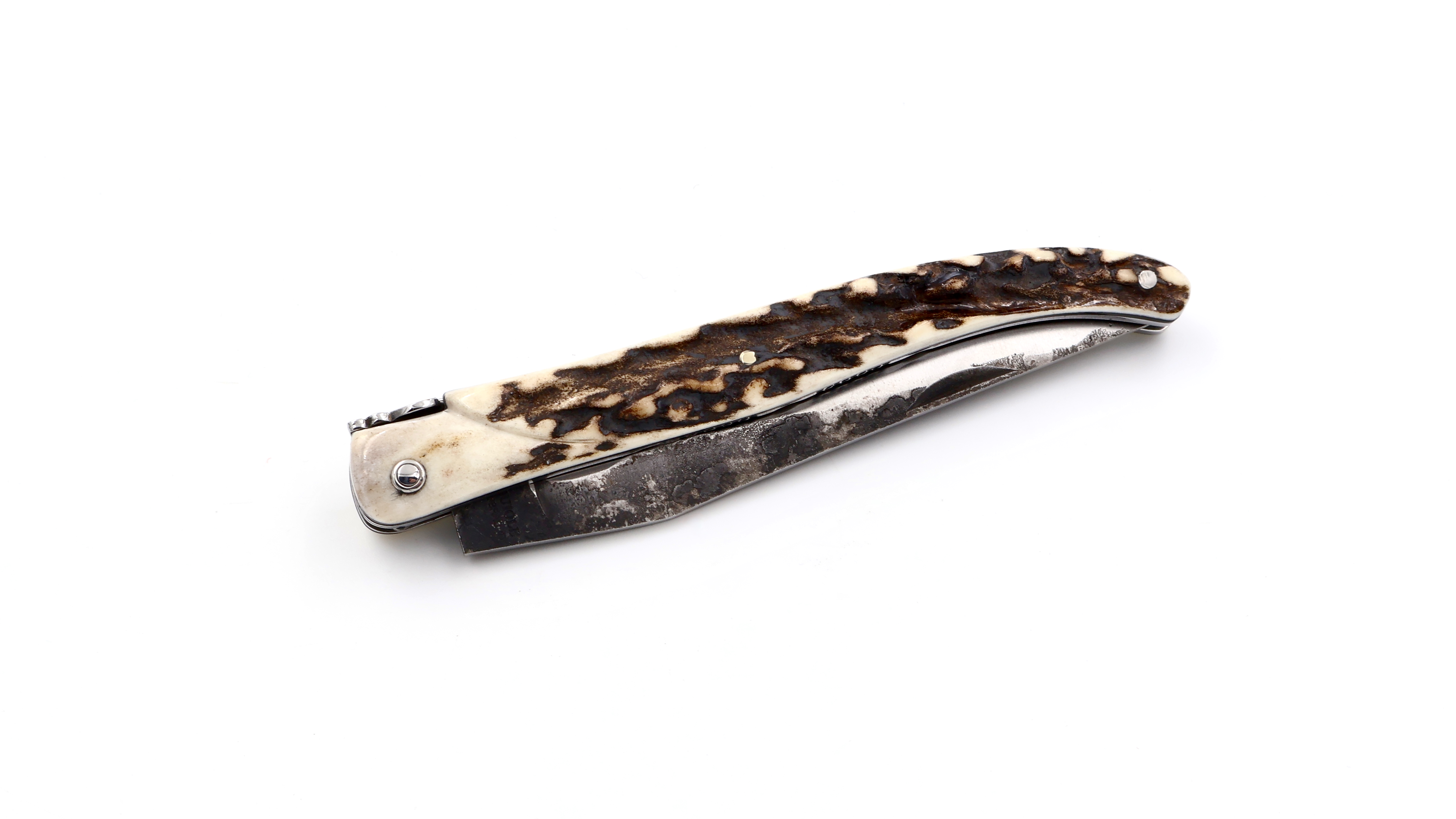Laguiole en Aubrac Brut de Forge Hirschhorn massiv Doppelplatine 12 cm