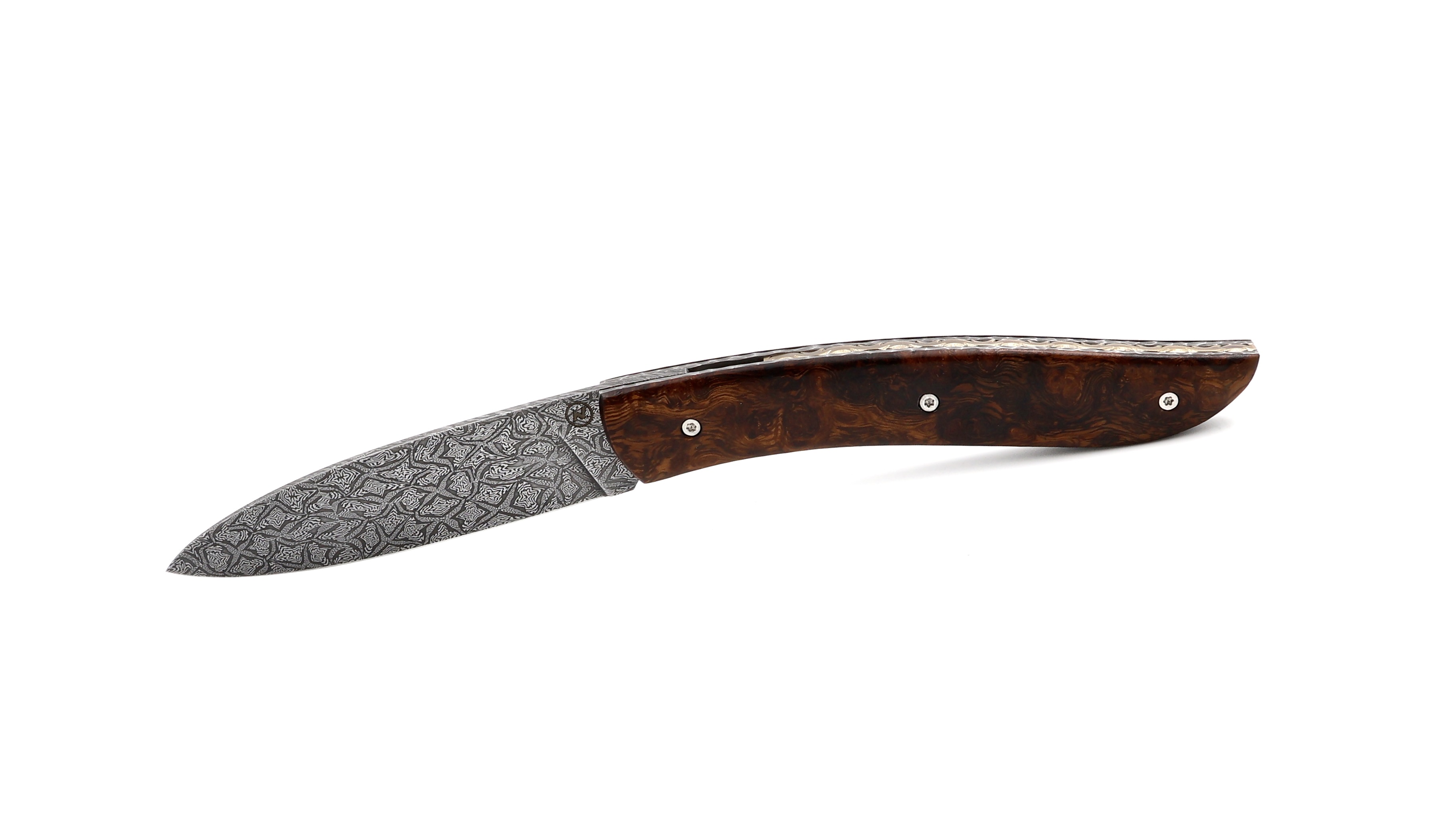 Atelier NÉVÉ Tim Bernard macassar ebony and mother of pearl with mosaik damascus blade 