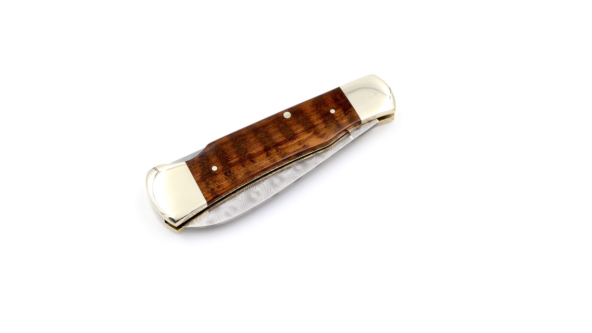 Hartkopf pocketknife snakewood with damascus blade backlock