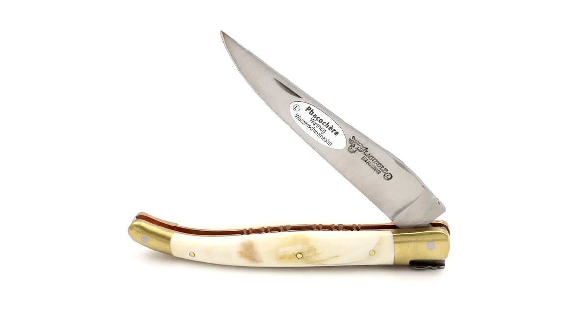 Laguiole en Aubrac knife BIJOU warthog with chiseled plates 12 cm